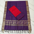 Jhamdhani Dupatta & Raw Silk Set - Red and Purple