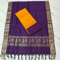 Jhamdhani Dupatta & Raw Silk Set - Mustard Yellow and Purple