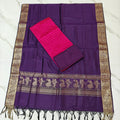 Jhamdhani Dupatta & Raw Silk Set - Pink and Purple