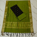 Jhamdhani Dupatta & Raw Silk Set - Black and Green