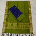 Jhamdhani Dupatta & Raw Silk Set - Blue and Green