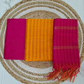 Premium Multicolor Raw Silk Salwar Set - Pink and Golden Yellow