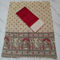 Madhubani Dupatta & Raw Silk Set - Red and Beige
