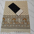 Madhubani Dupatta & Raw Silk Set - Black and Beige