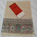 Madhubani Dupatta & Raw Silk Set - Orange and Beige