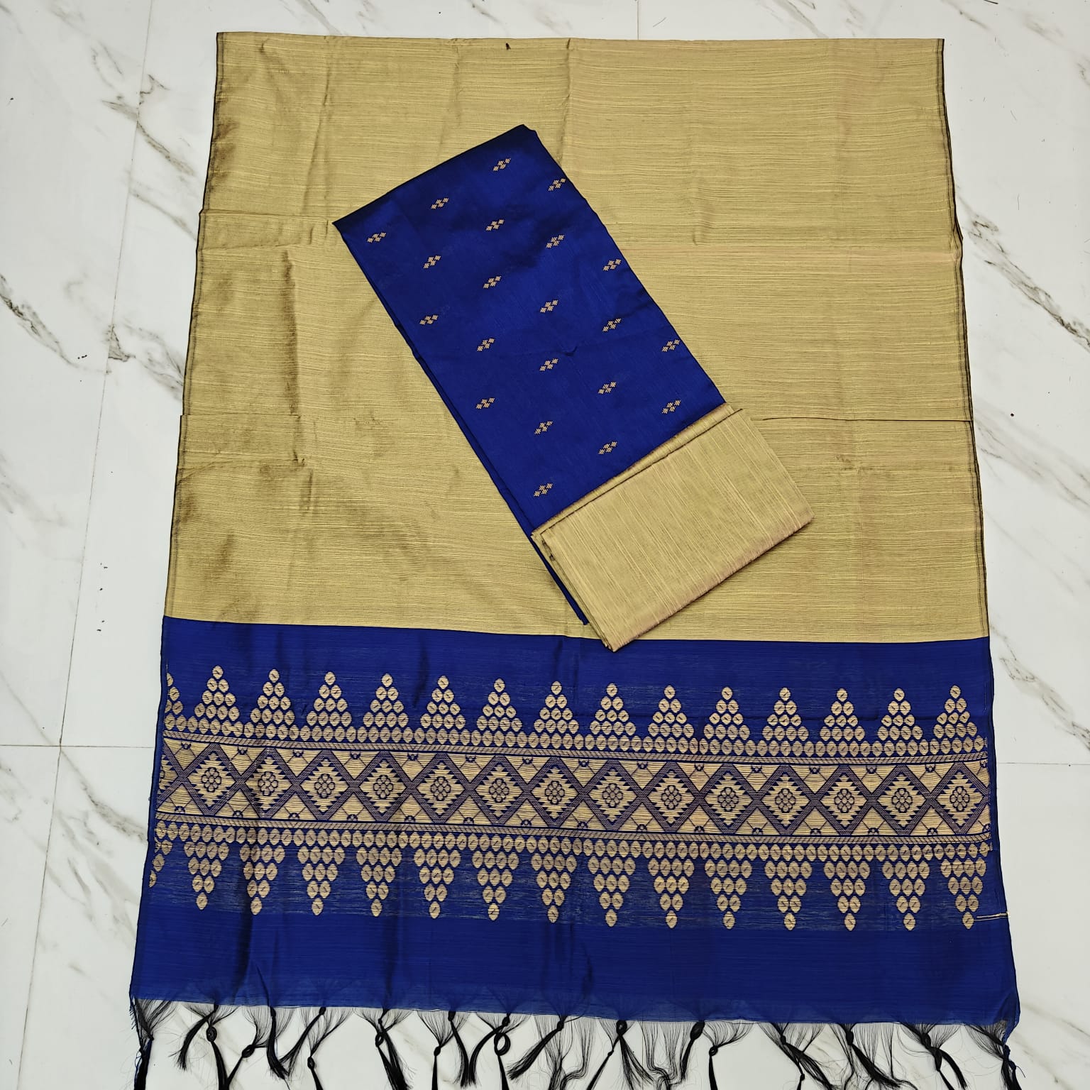 Raw Silk Jacquard Suits - Royal Blue