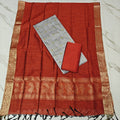 JAMDHANI DUPPPATA SET - Orange - Grey