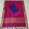 JAMDHANI DUPPPATA SET - Rani pink - bottle green