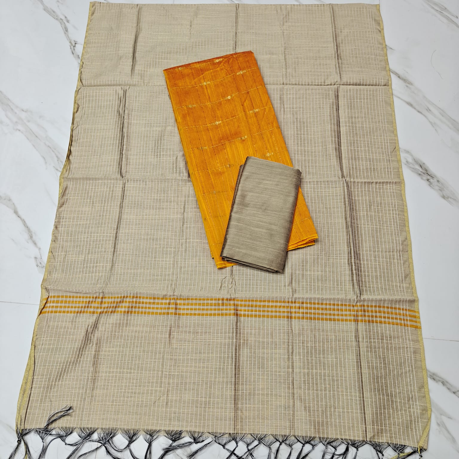 RAW SILK 4 LINE SET - mango yellow