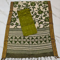 Chennuri Silk Nizam Border Duppata & Top-Olive Green