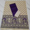 Madhubani Dupatta & Raw Silk Set - Violet and Beige