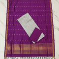 Raw Silk & Jacquard Dupatta Ensemble - Wine & Silver