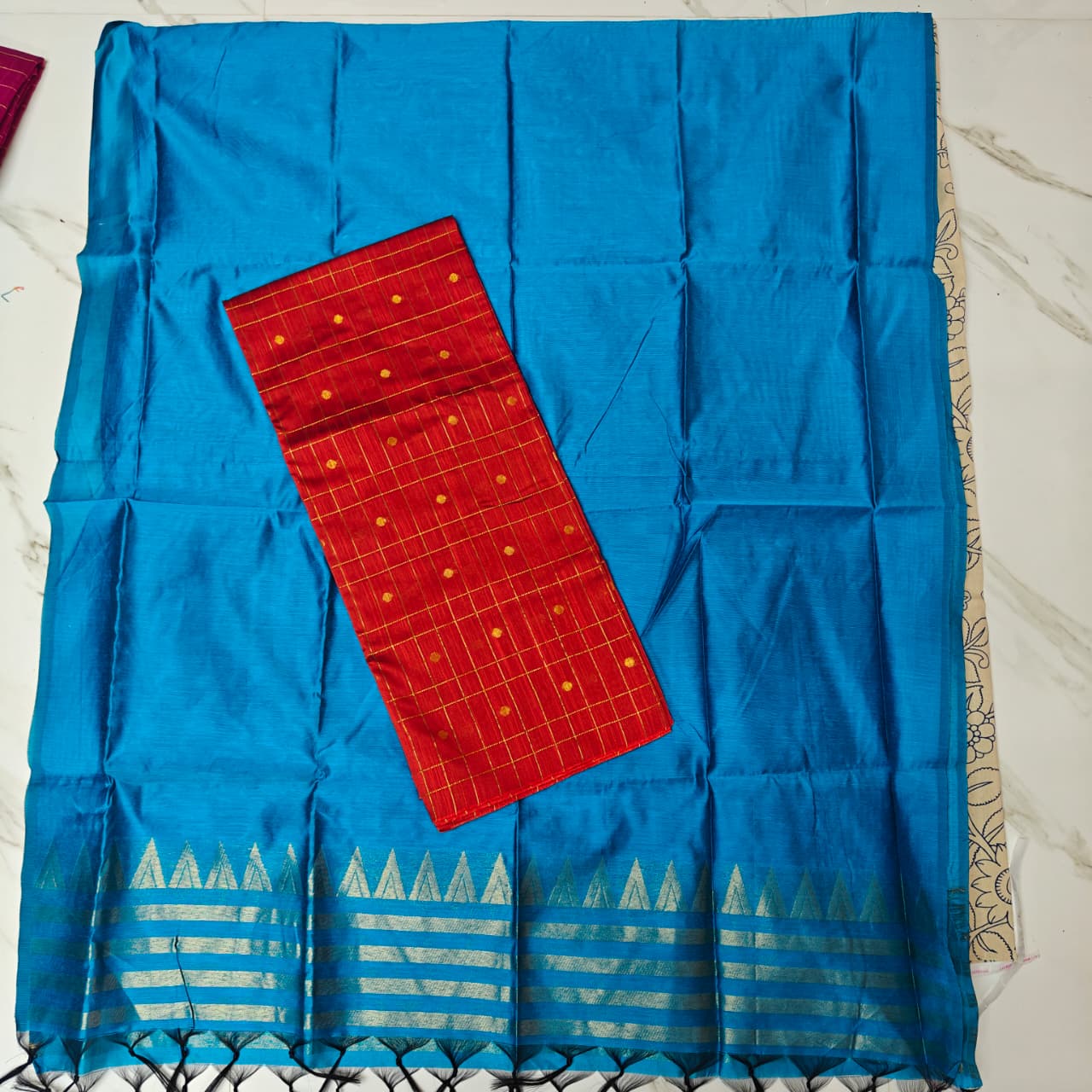 Classic Elegance: Temple Border Top & Dupatta Set - TB04