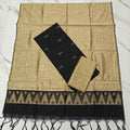 Premium Raw Silk Stripe Dupatta Set - Beige and Black -RT04