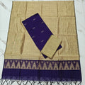 Premium Raw Silk Stripe Dupatta Set - Beige and Violet-RT02