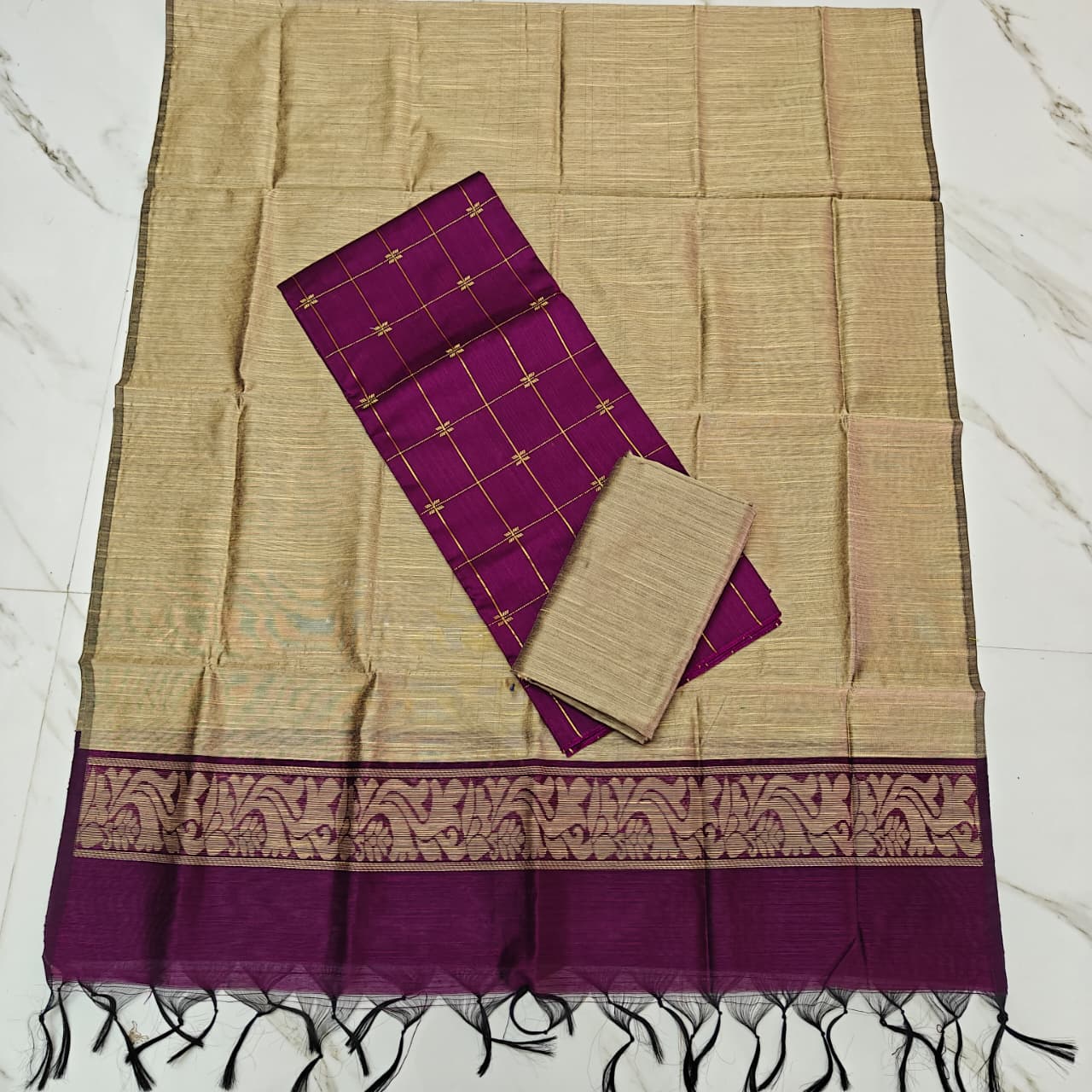 Raw Silk 3-Piece Salwar Suit Material (Offer Price) - RSOF03
