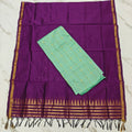 Raw Silk Top with Temple Border Shining Dupatta - TS04