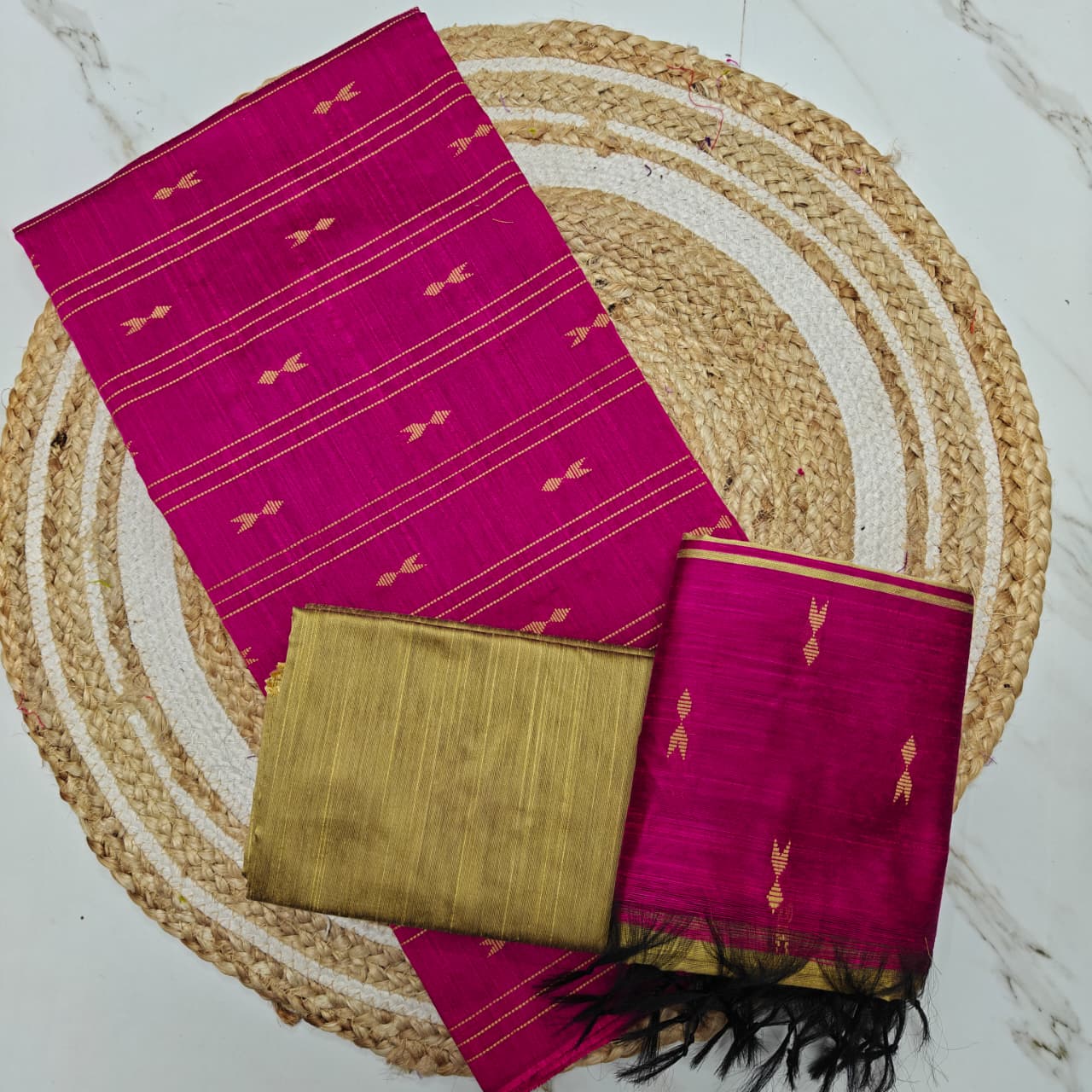 Premium Raw Silk with elegant butta detailing-RSL10