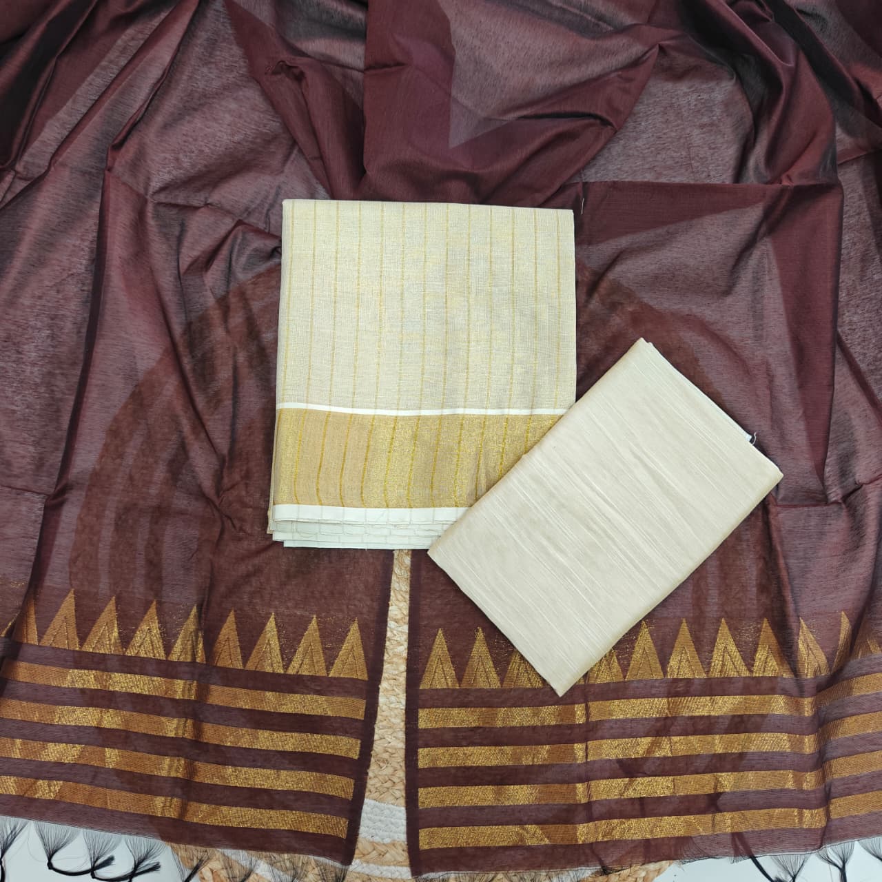 Elegant Raw Silk Onam Special Salwar Suit Material