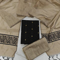 Premium Raw Silk Stripe Dupatta Set - Beige and Black-RT05