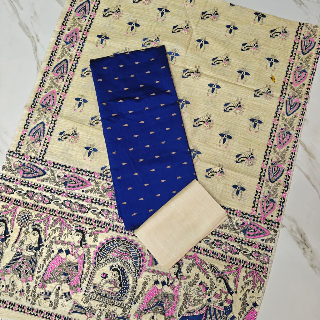 Madhubani Dupatta & Raw Silk Set - MD07