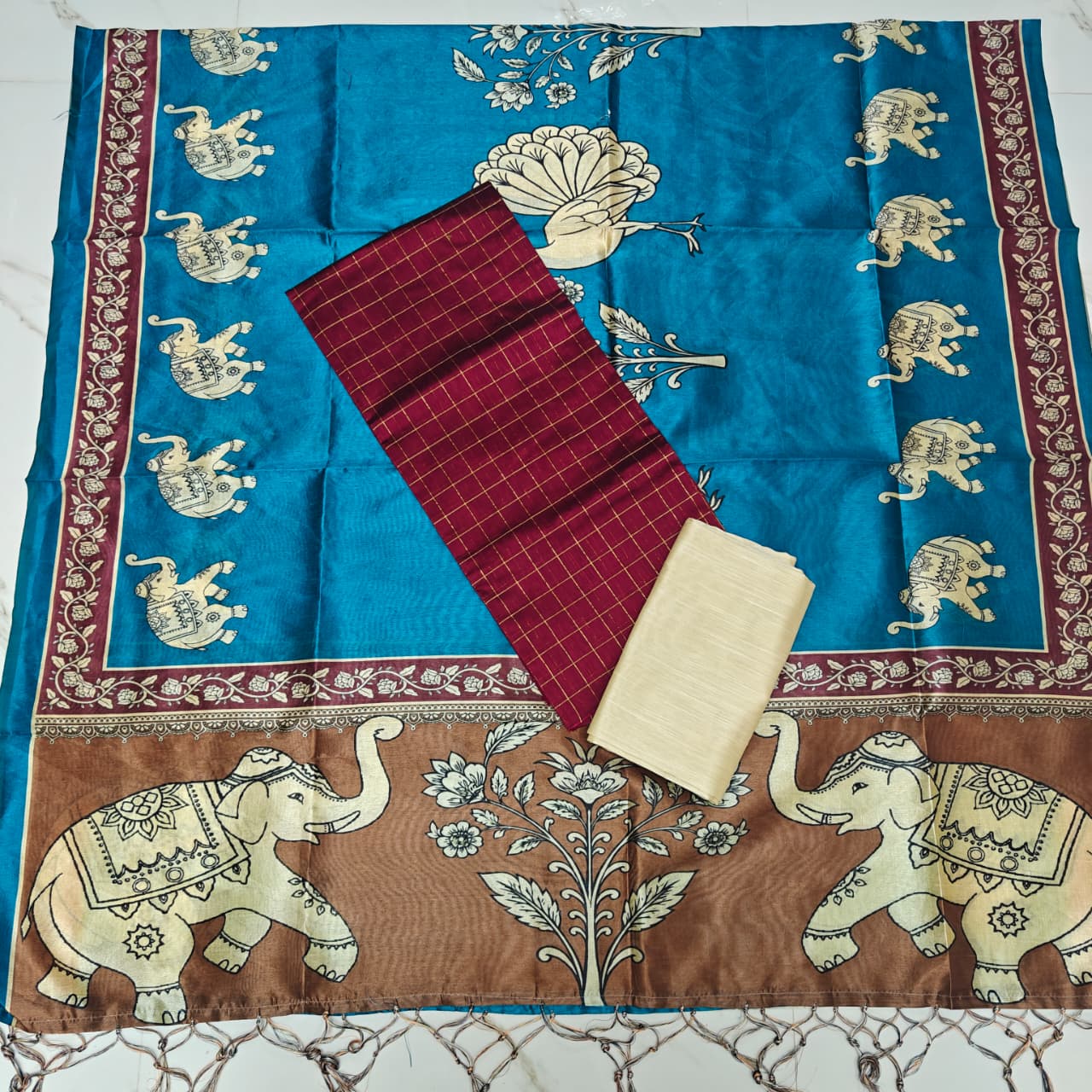 Luxury with our premium Tussar Silk Salwar Suit Set - TSRS03