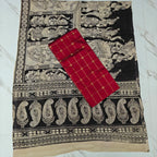 Unstitched Raw Silk Salwar Suit Material with Kalamkari Cotton Dupatta-KM02