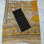Unstitched Raw Silk Salwar Suit Material with Kalamkari Cotton Dupatta-KM06