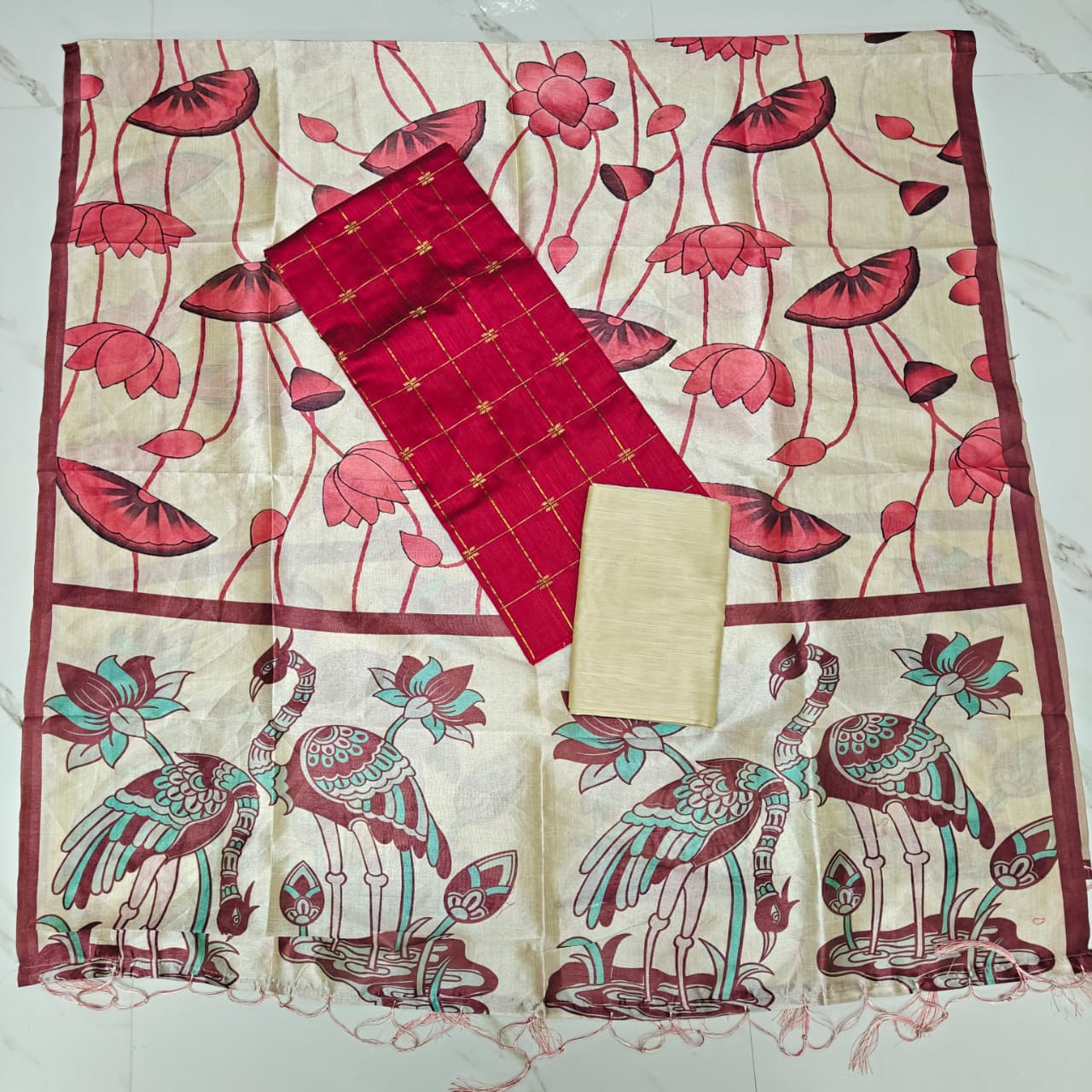 Luxury with our premium Tussar Silk Salwar Suit Set - TSRS01