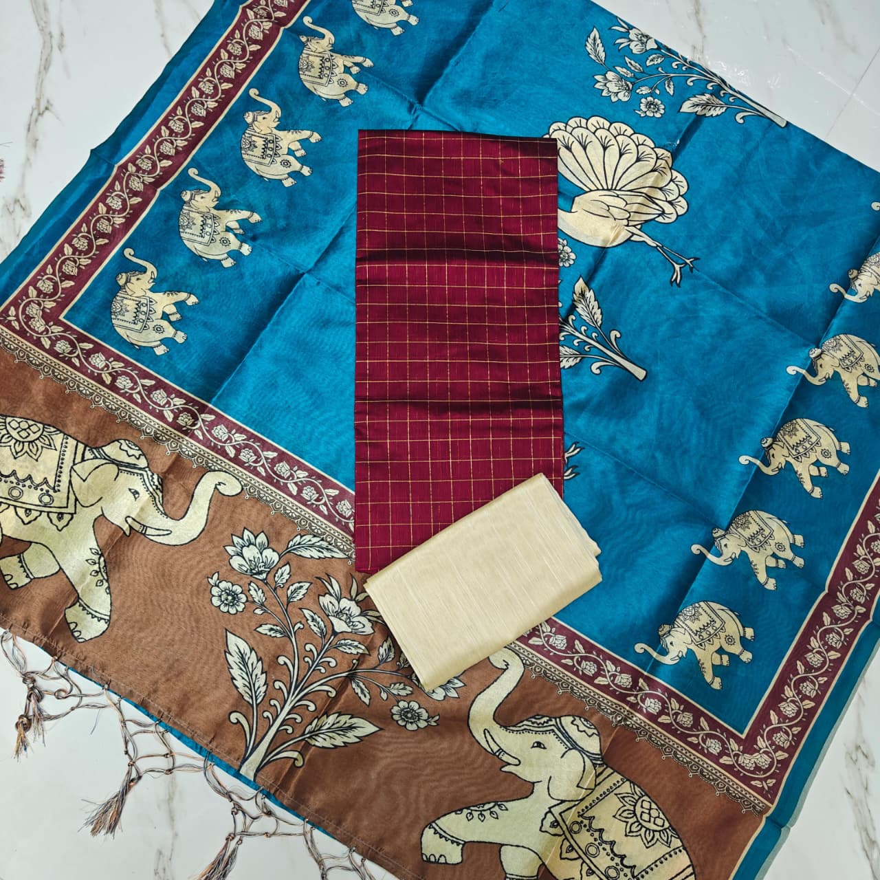 Luxury with our premium Tussar Silk Salwar Suit Set - TSRS03
