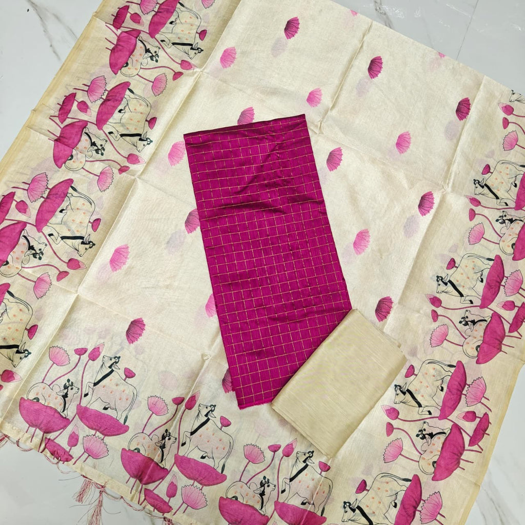 Luxury with our premium Tussar Silk Salwar Suit Set - TSRS04