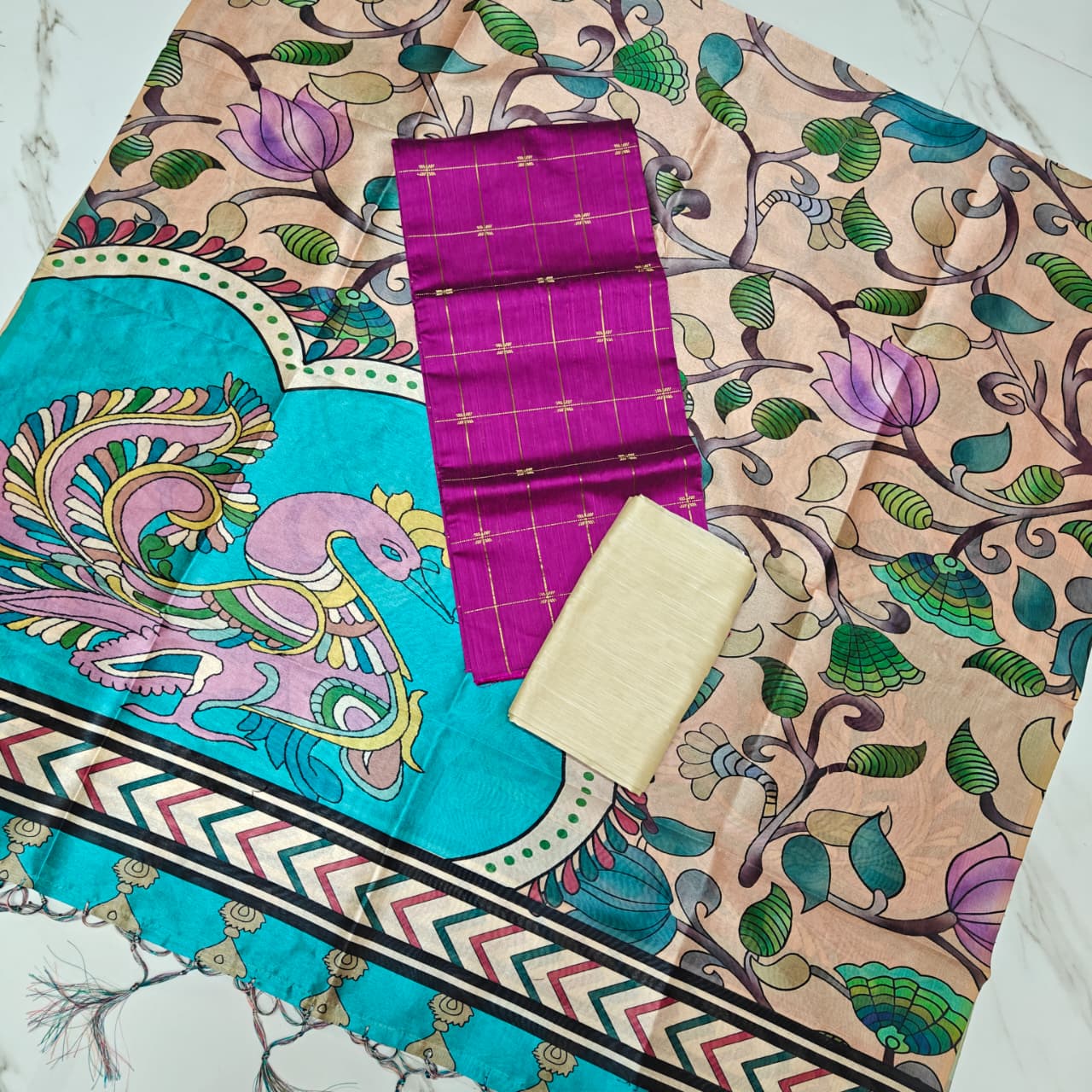 Luxury with our premium Tussar Silk Salwar Suit Set - TSRS08