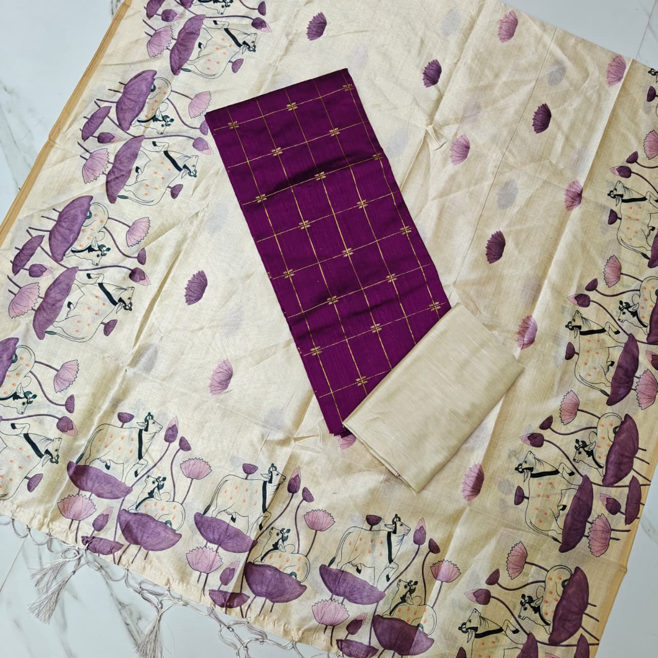 Luxury with our premium Tussar Silk Salwar Suit Set - TSRS12