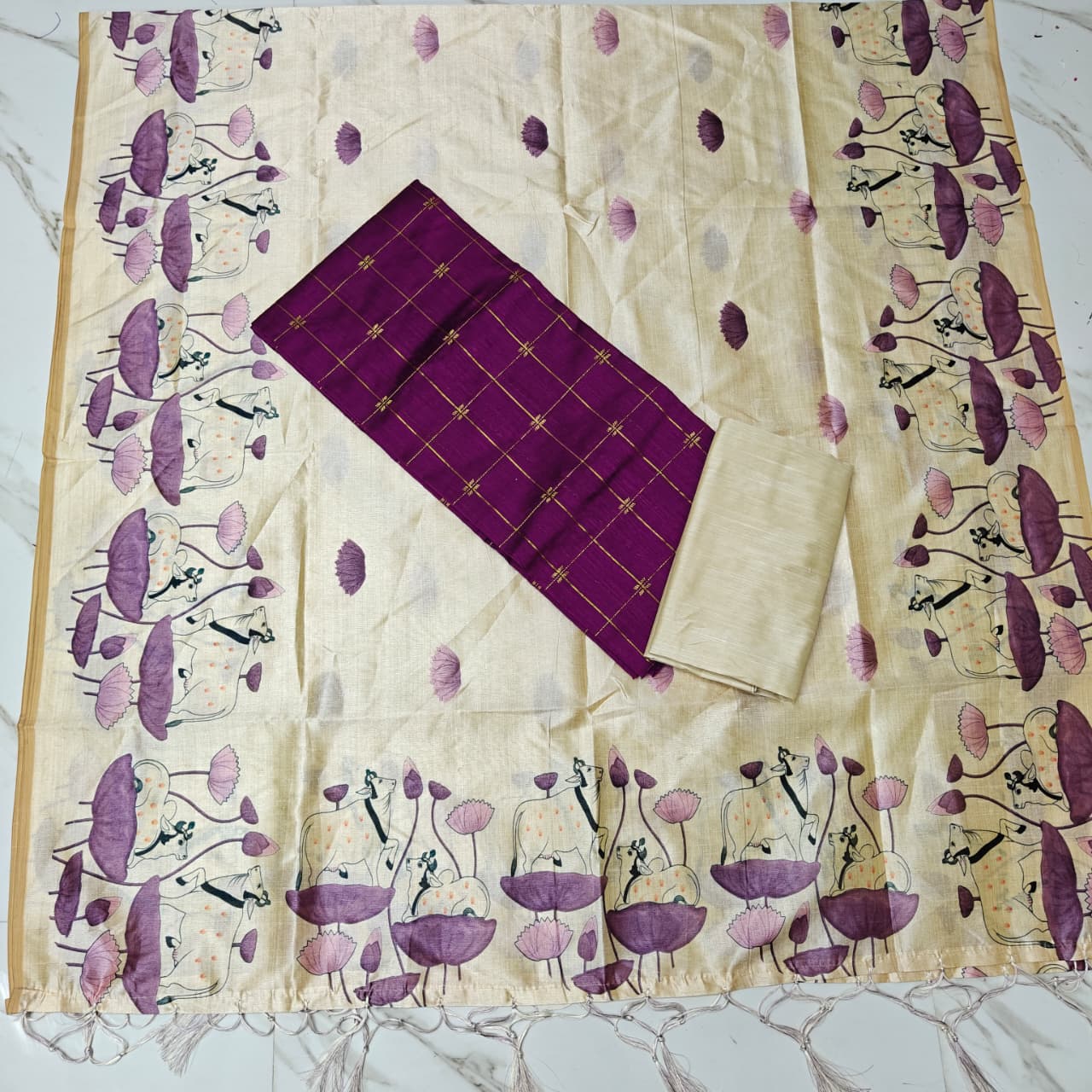 Luxury with our premium Tussar Silk Salwar Suit Set - TSRS12