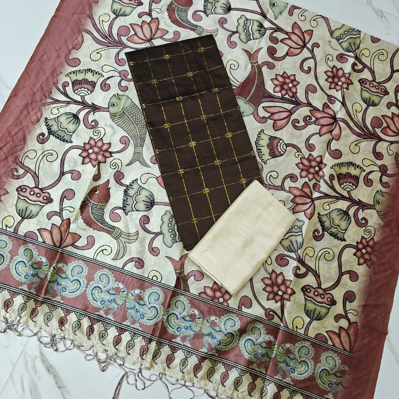 Luxury with our premium Tussar Silk Salwar Suit Set - TSRS13