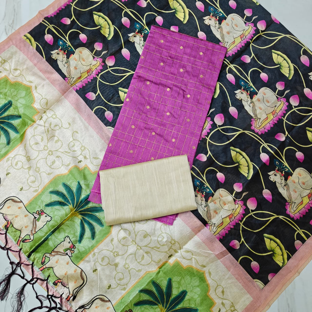 Luxury with our premium Tussar Silk Salwar Suit Set - TSRS14