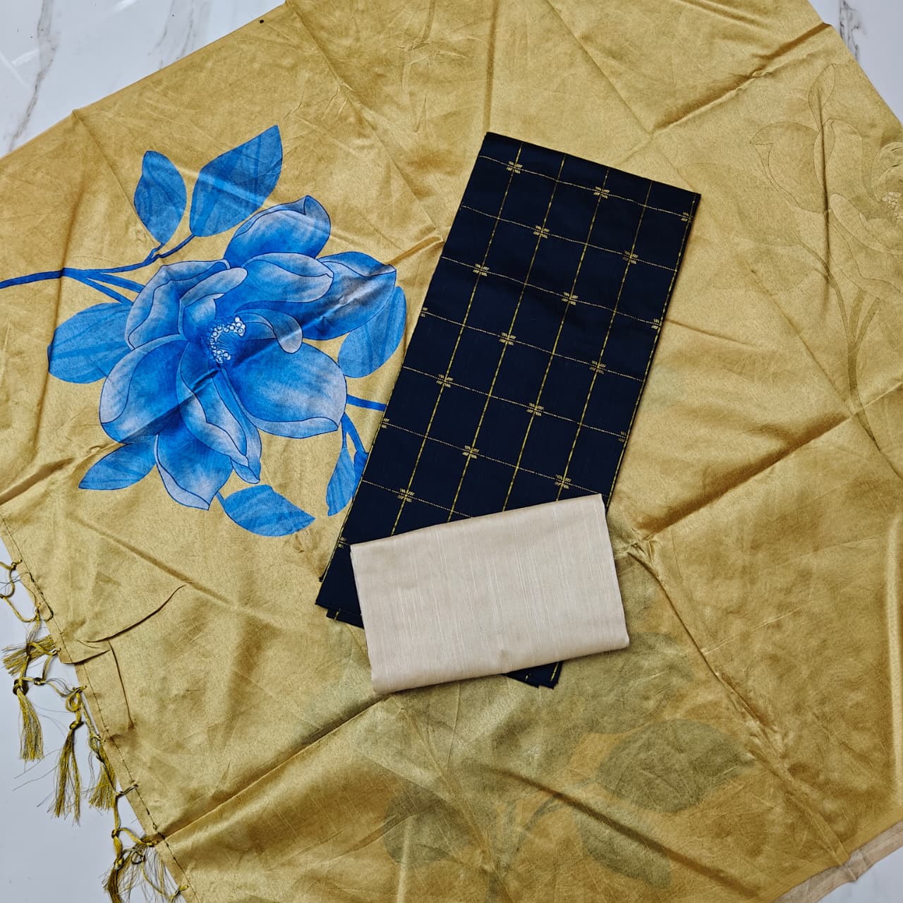 Luxury with our premium Tussar Silk Salwar Suit Set - TSRS15