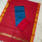 RAW SILK PLAIN DUPPATA SET -PDS01