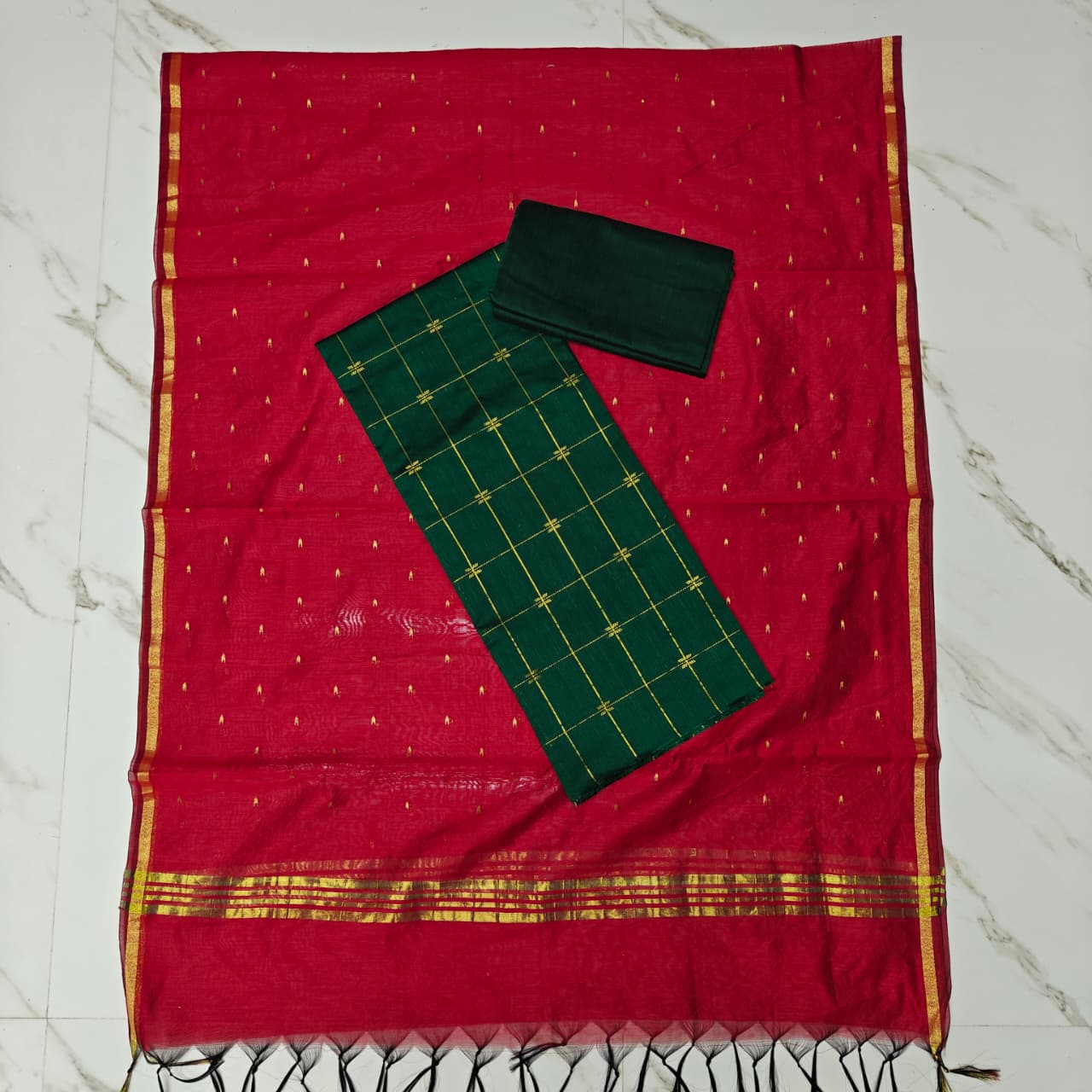 RAW SILK THREE PIECE SET - ADS01
