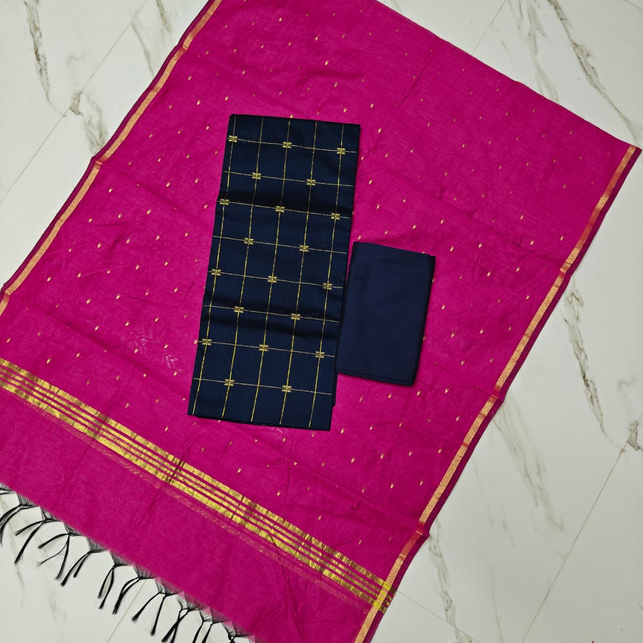RAW SILK THREE PIECE SET - ADS02