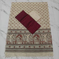 Madhubani Dupatta & Raw Silk Set - Red and Beige - MD09