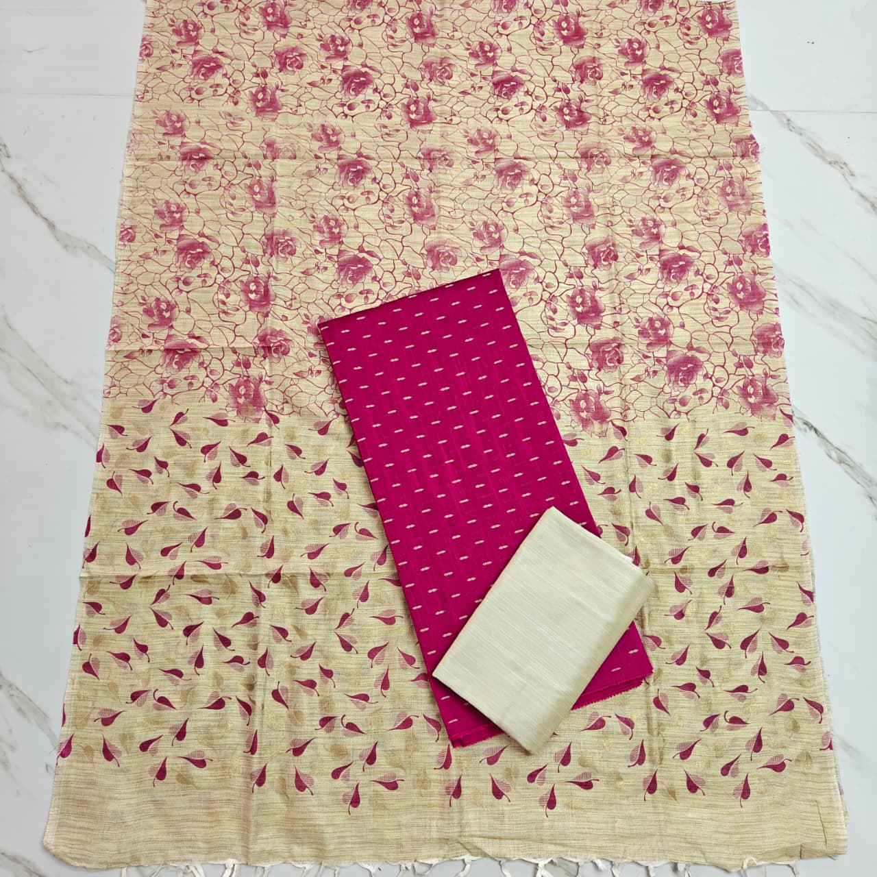 Madhubani Dupatta & Raw Silk Set - MD15