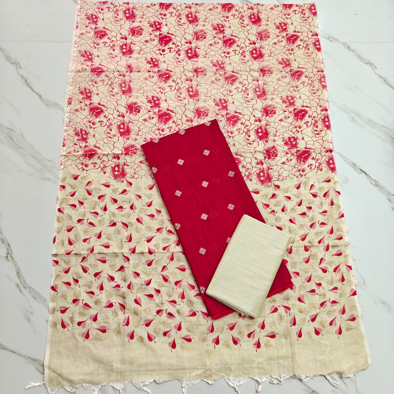 Madhubani Dupatta & Raw Silk Set - MD17