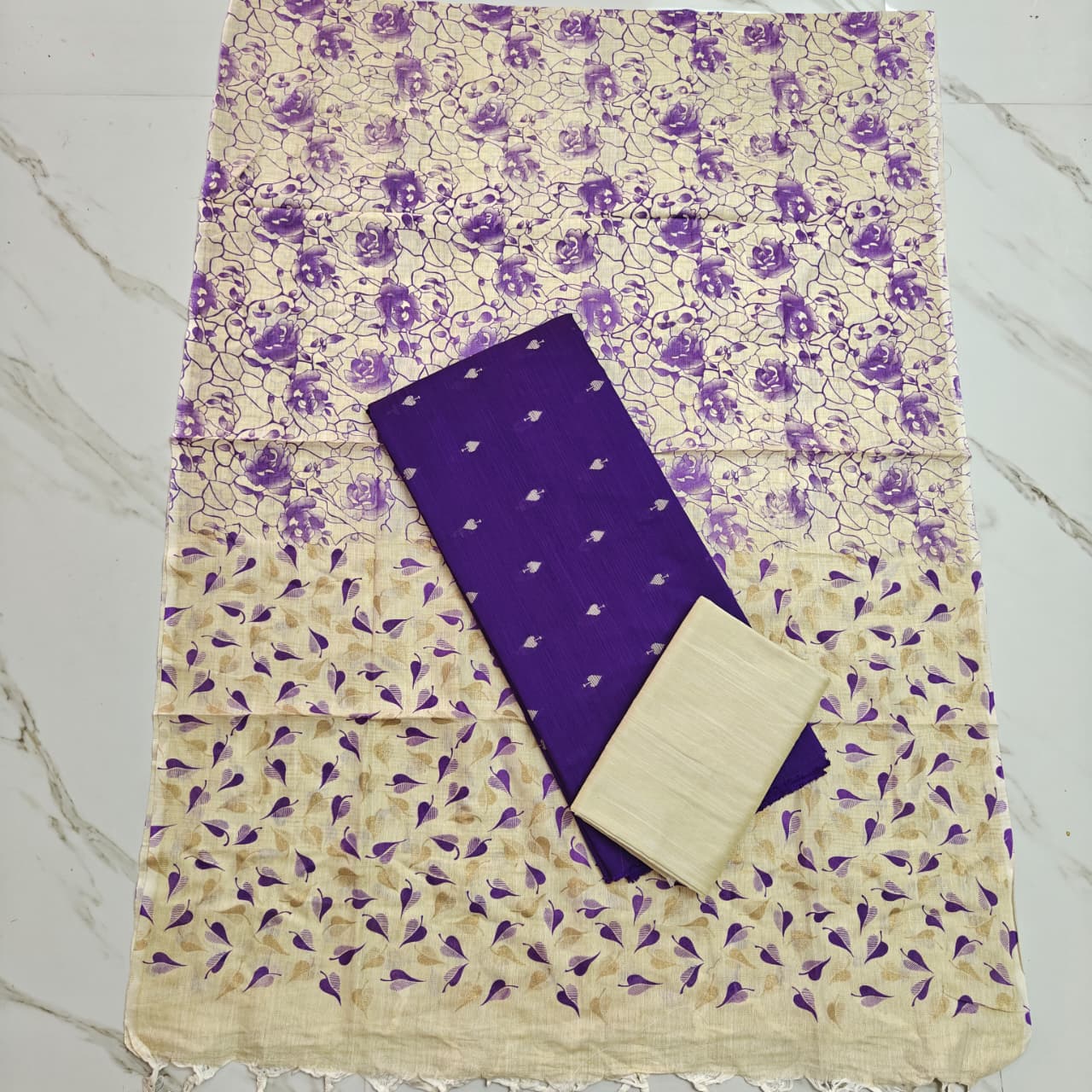 Madhubani Dupatta & Raw Silk Set - MD19
