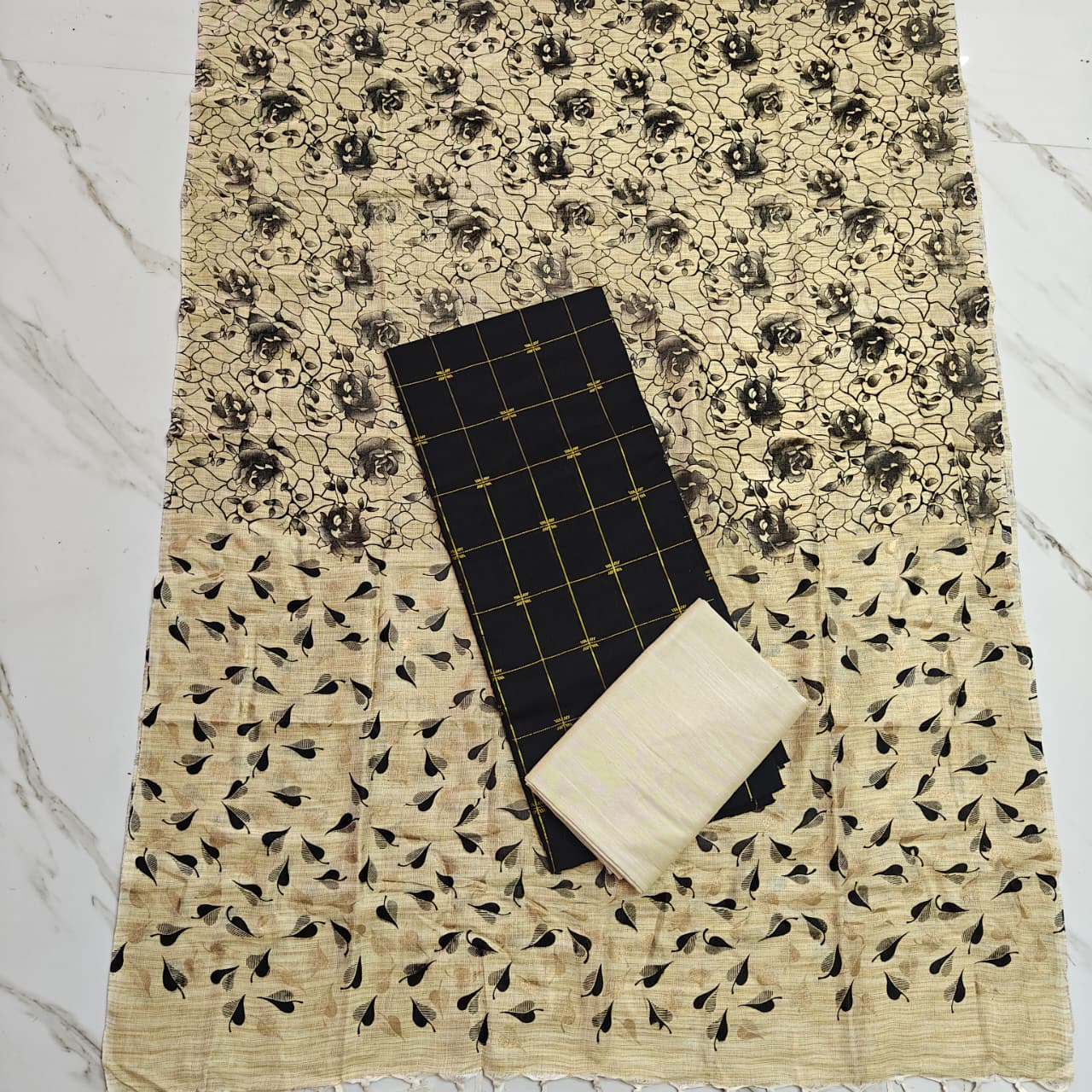 Madhubani Dupatta & Raw Silk Set - MD18