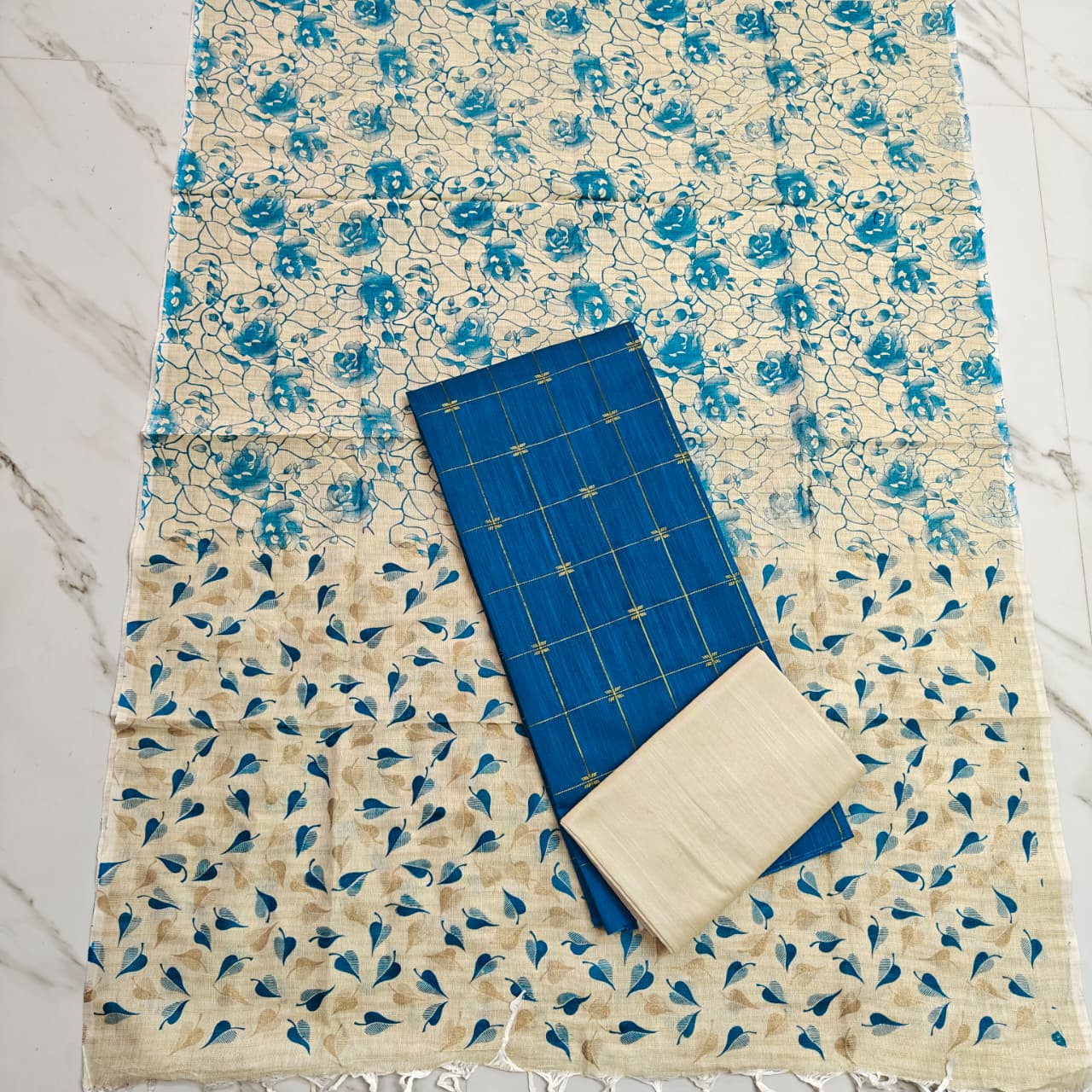 Madhubani Dupatta & Raw Silk Set - MD25