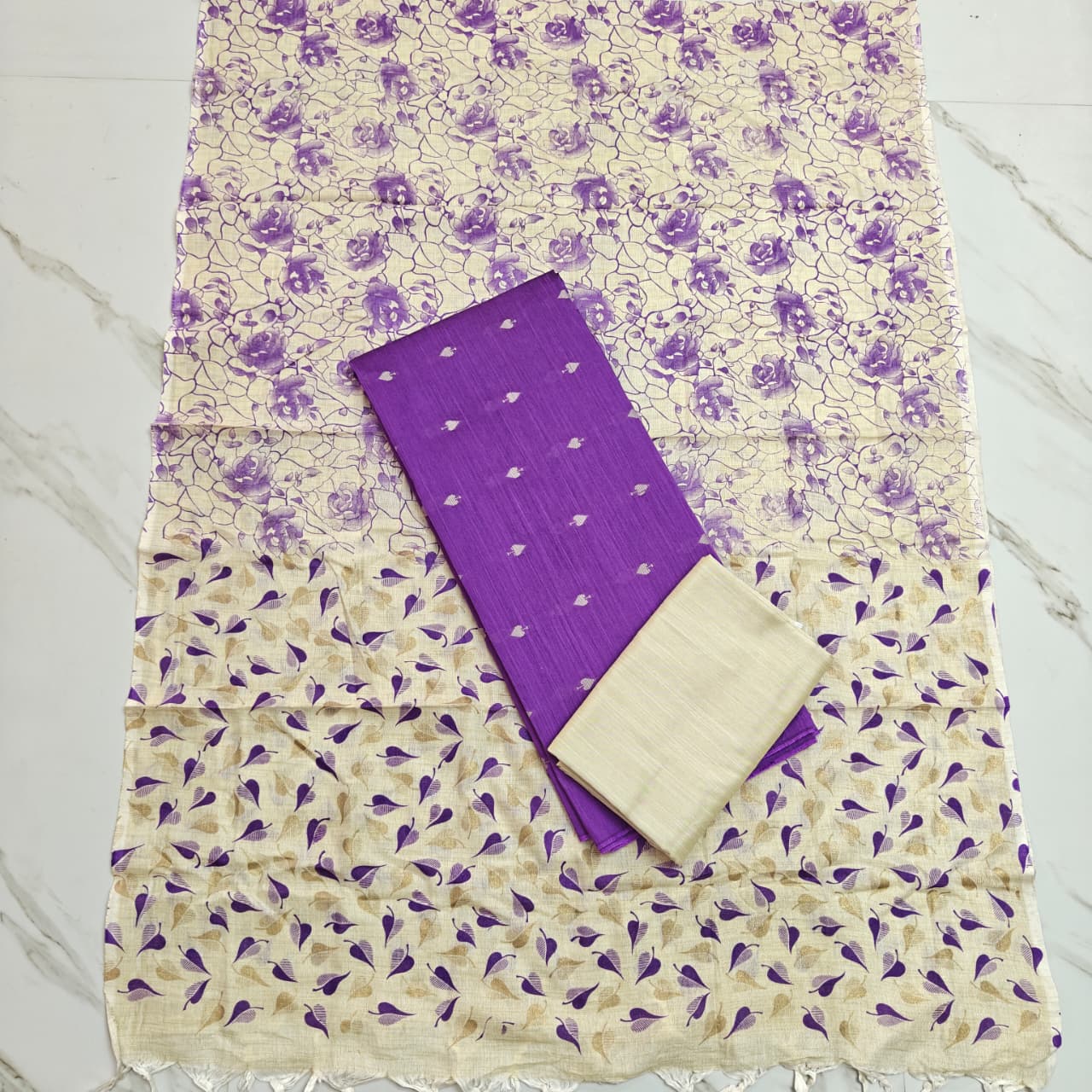 Madhubani Dupatta & Raw Silk Set - MD22