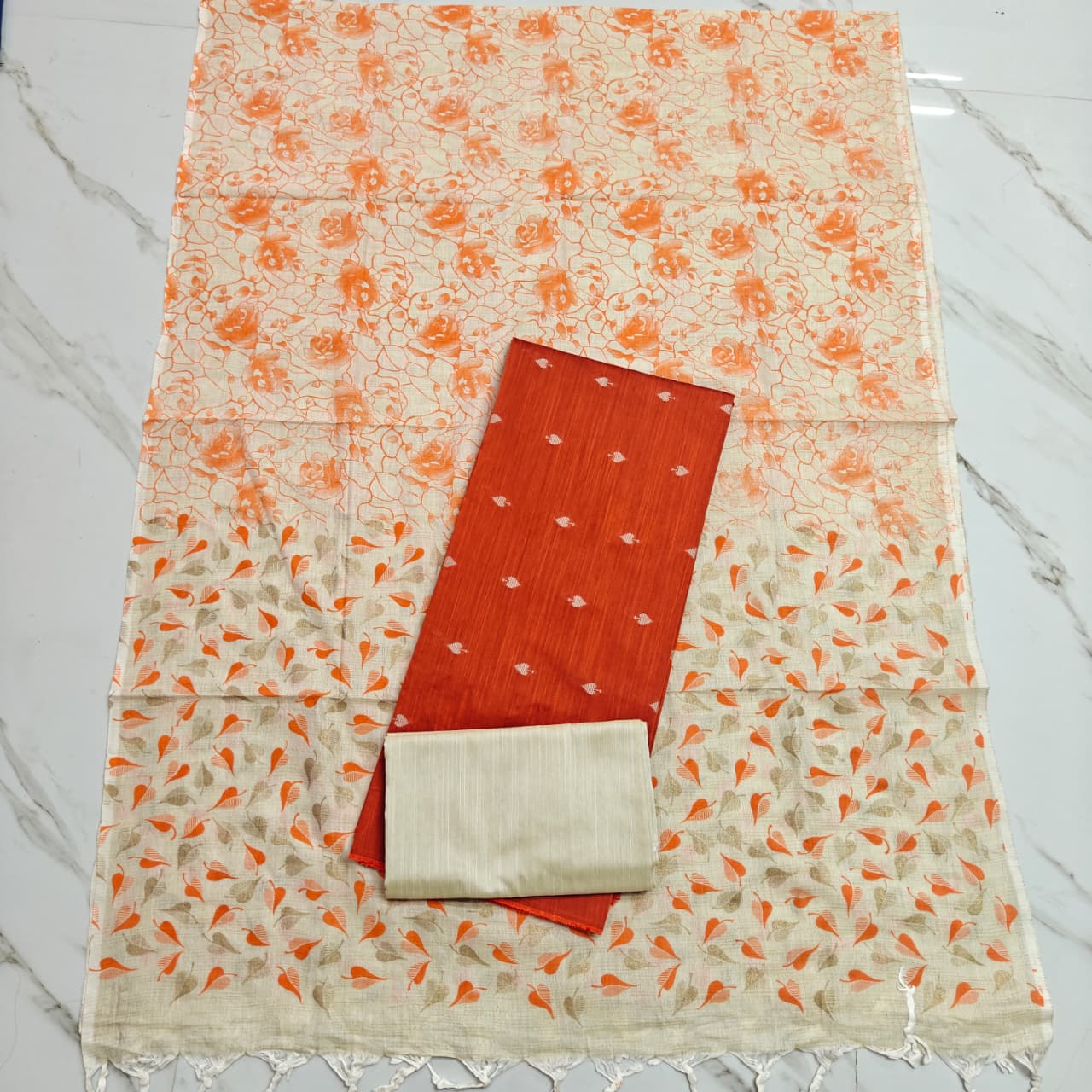 Madhubani Dupatta & Raw Silk Set - MD23