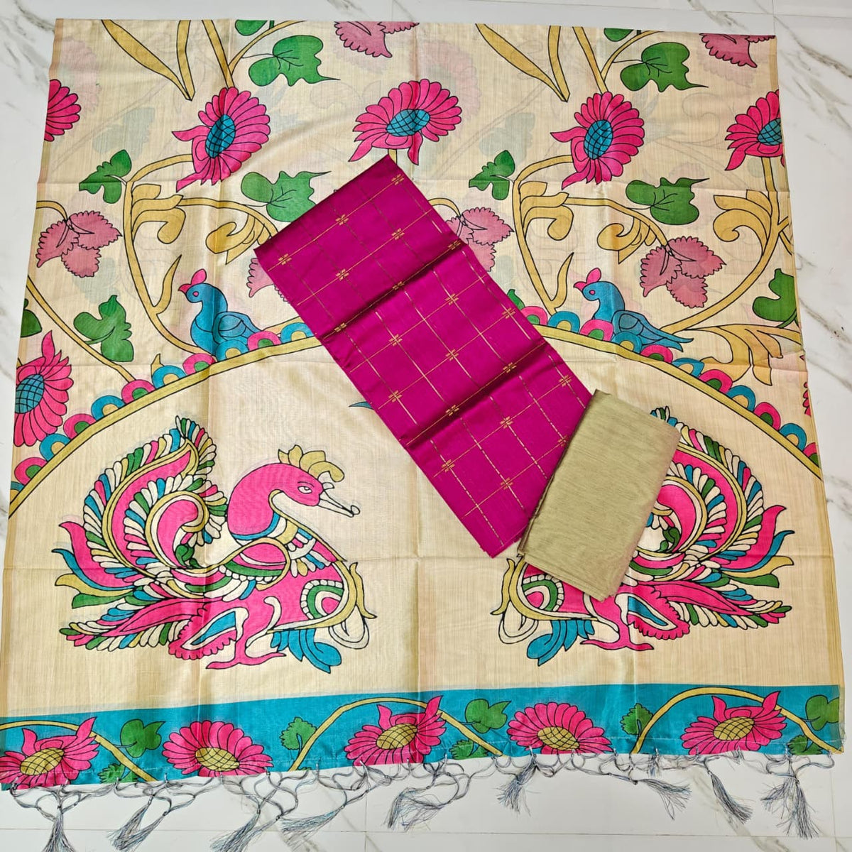 Luxury with our premium Tussar Silk Salwar Suit Set - TSRS09