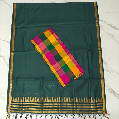 Authentic Madras Checks Cotton Blend Top & Dupatta Fabric Set - MC04